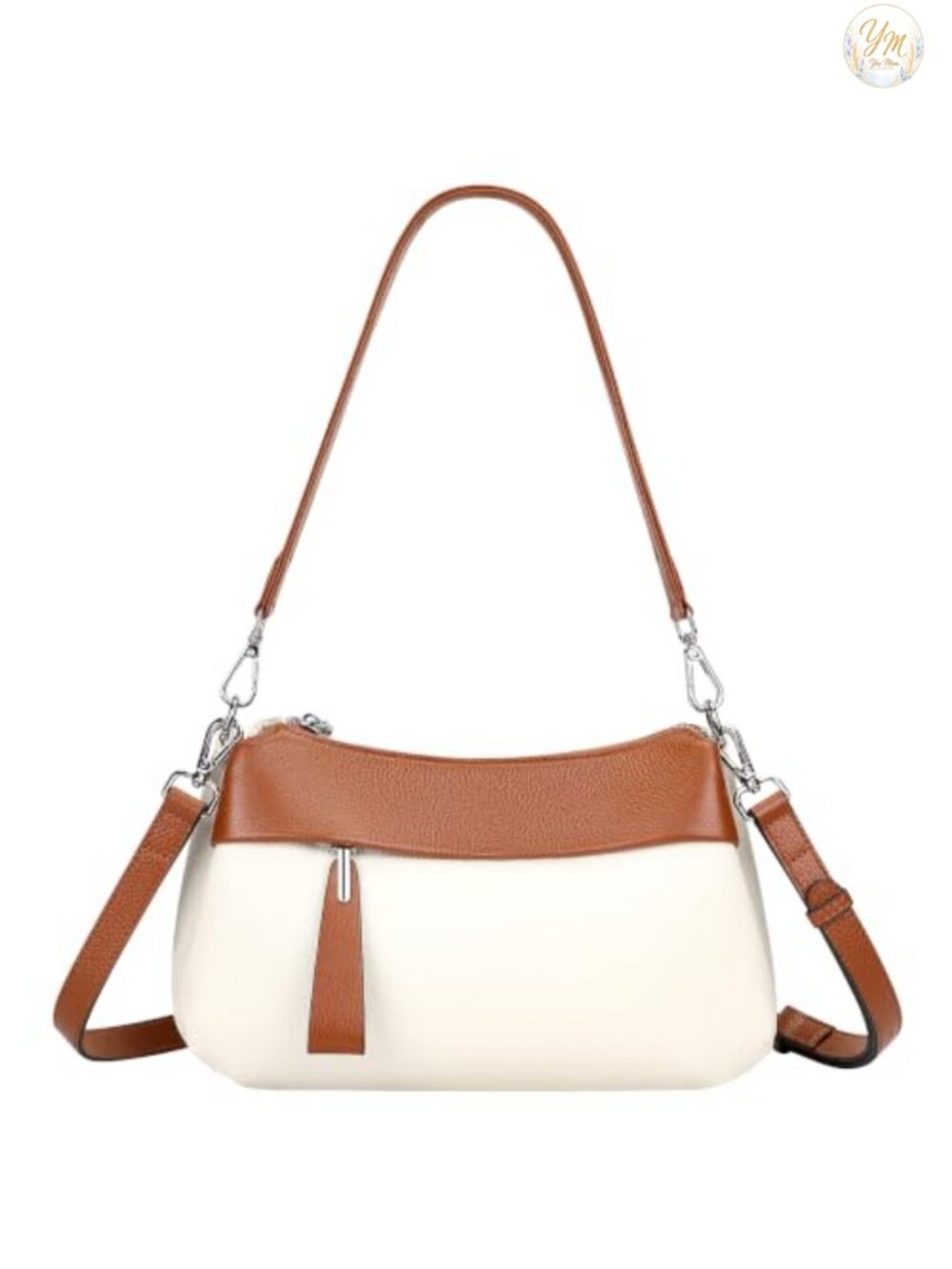 Genuine Leather Crossbody Shoulder Bag Pebbled Cowhide Multi Pocket